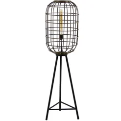 Vloerlamp oud-brons zwart kooi