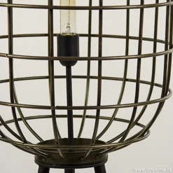 Vloerlamp oud-brons zwart kooi