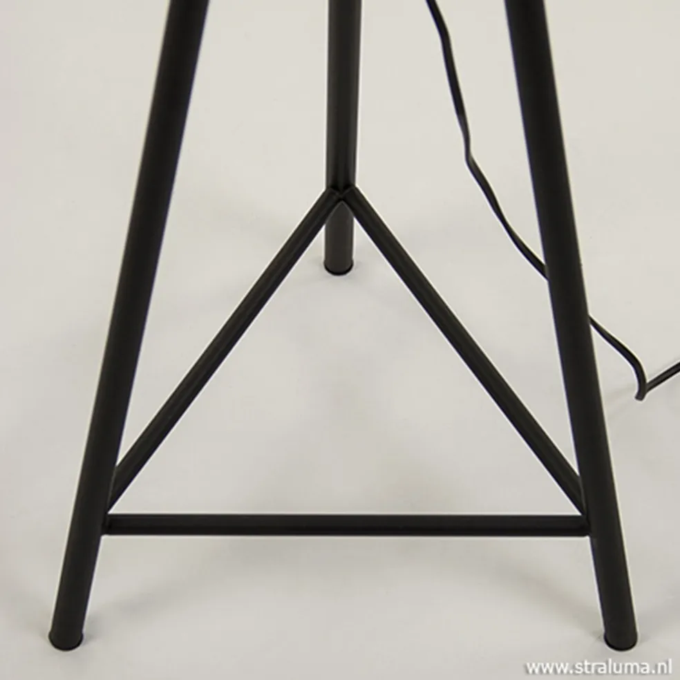 Vloerlamp oud-brons zwart kooi