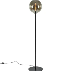 Vloerlamp zwart + smoke glas