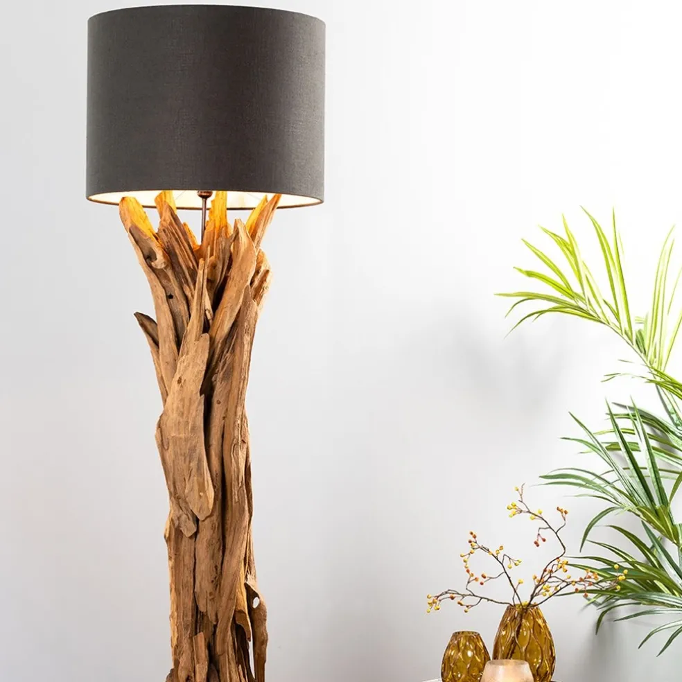 Vloerlamp/lampvoet Margret hout naturel excl kap
