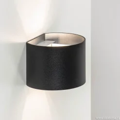 Wandlamp afgerond zwart/grijs stelklep g9