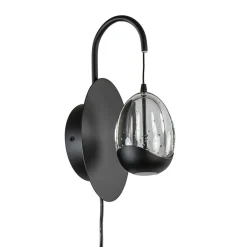 Wandlamp Black Egg zwart/helder glas