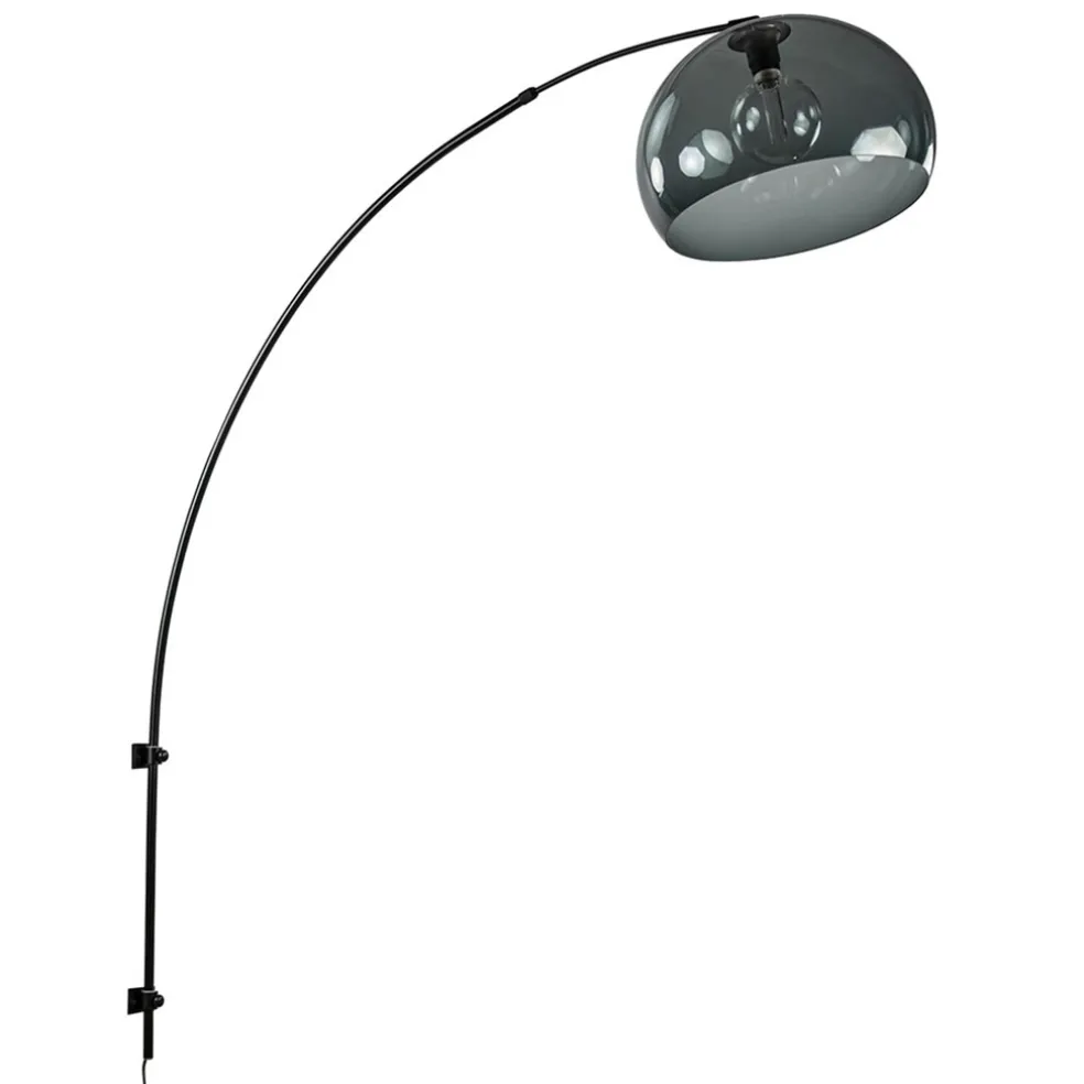 Wandlamp boog met smoke plexibol kap