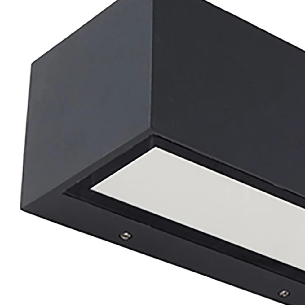 Wandlamp breed up+down antraciet IP54