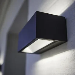 Wandlamp breed up+down antraciet IP54