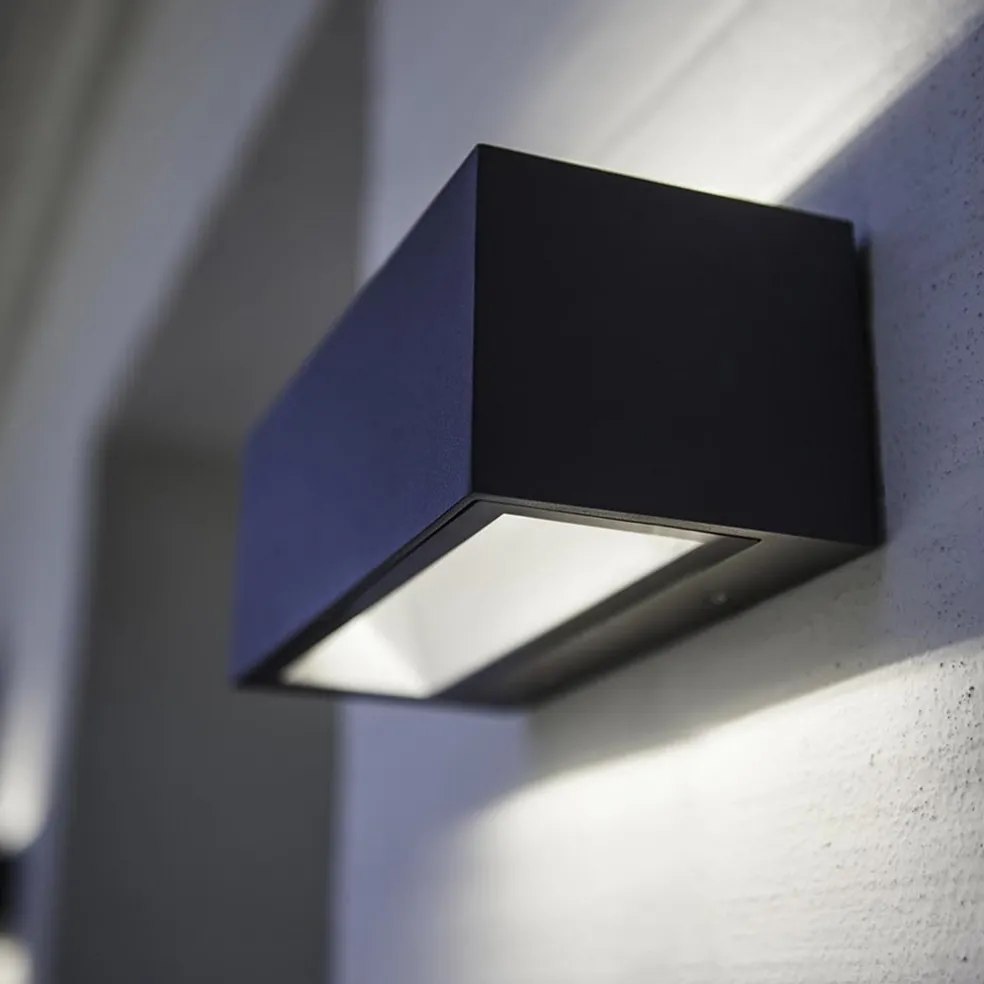 Wandlamp breed up+down antraciet IP54