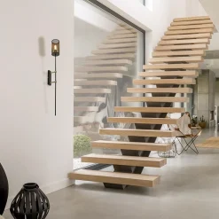 Wandlamp cilinder zwart/goud XL