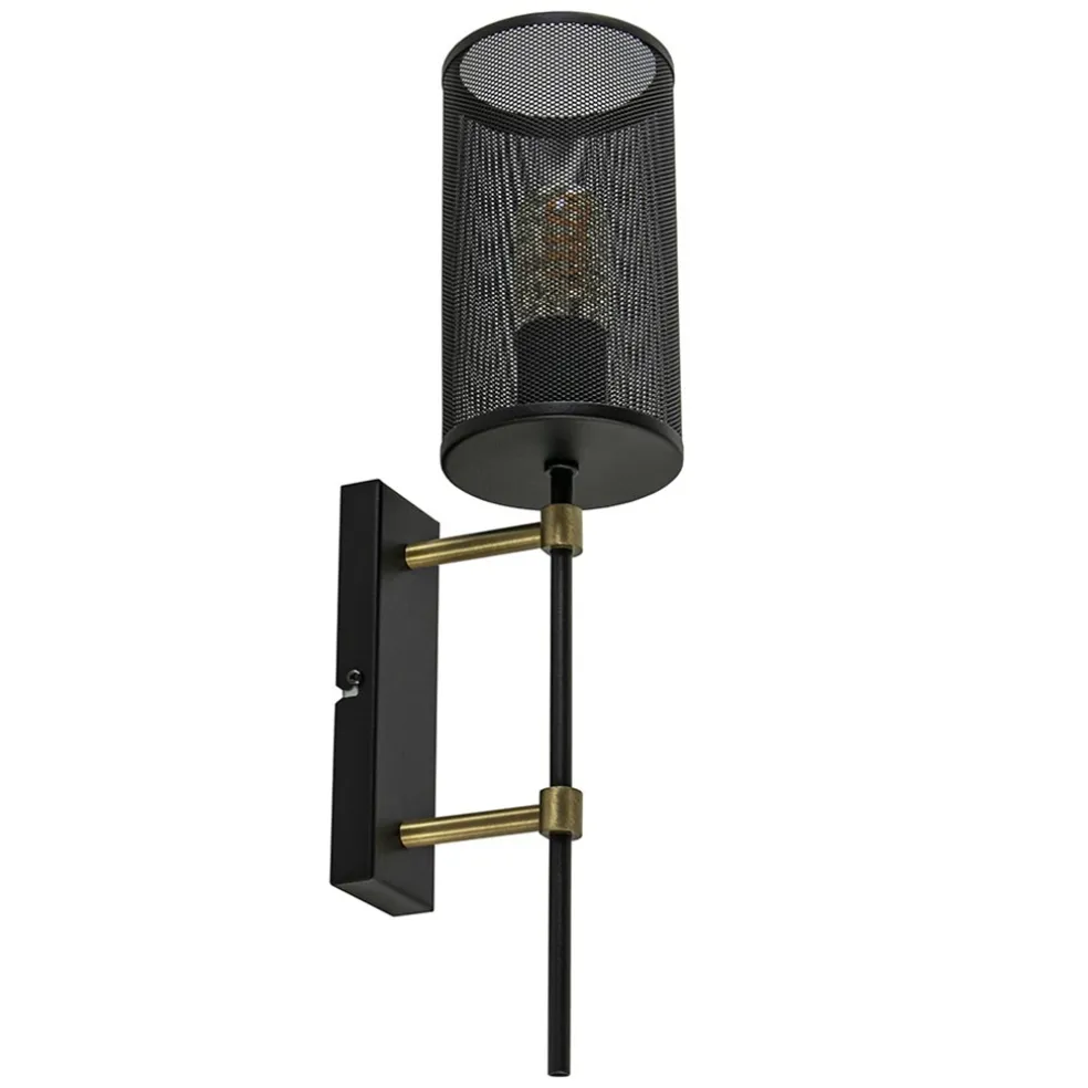 Wandlamp cilinder zwart/goud S