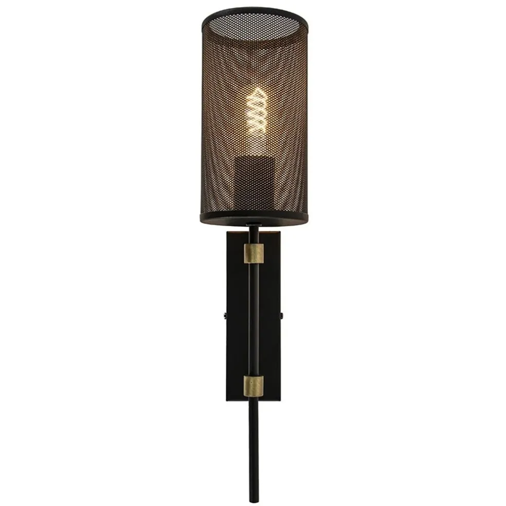 Wandlamp cilinder zwart/goud S