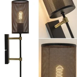 Wandlamp cilinder zwart/goud S