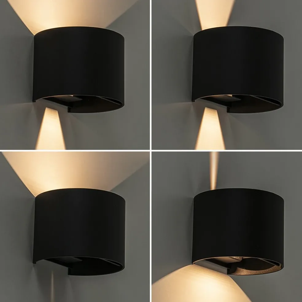 Wandlamp Davos afgerond zwart IP54 2700k