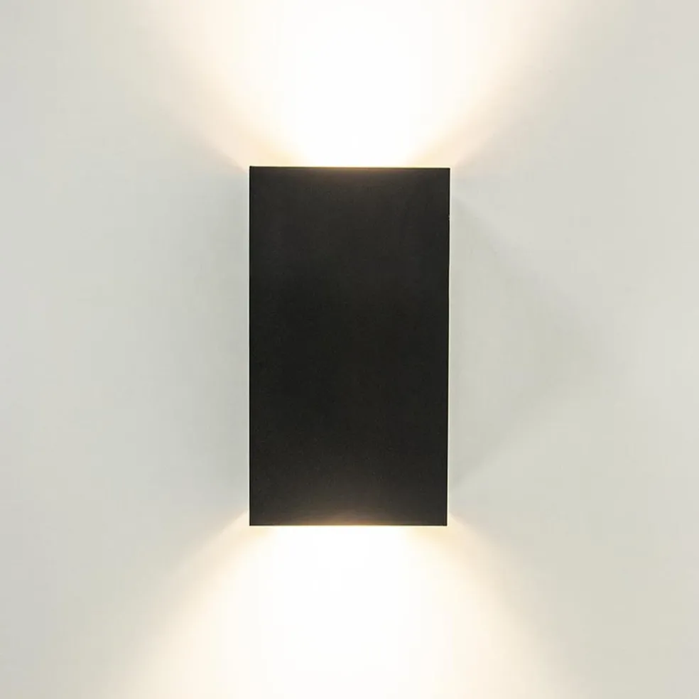 Wandlamp Eros rechthoek zwart/matgoud 2xgu10