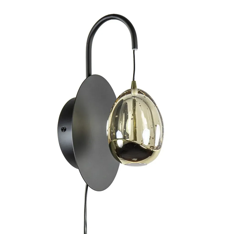 Wandlamp Golden Egg zwart/goud