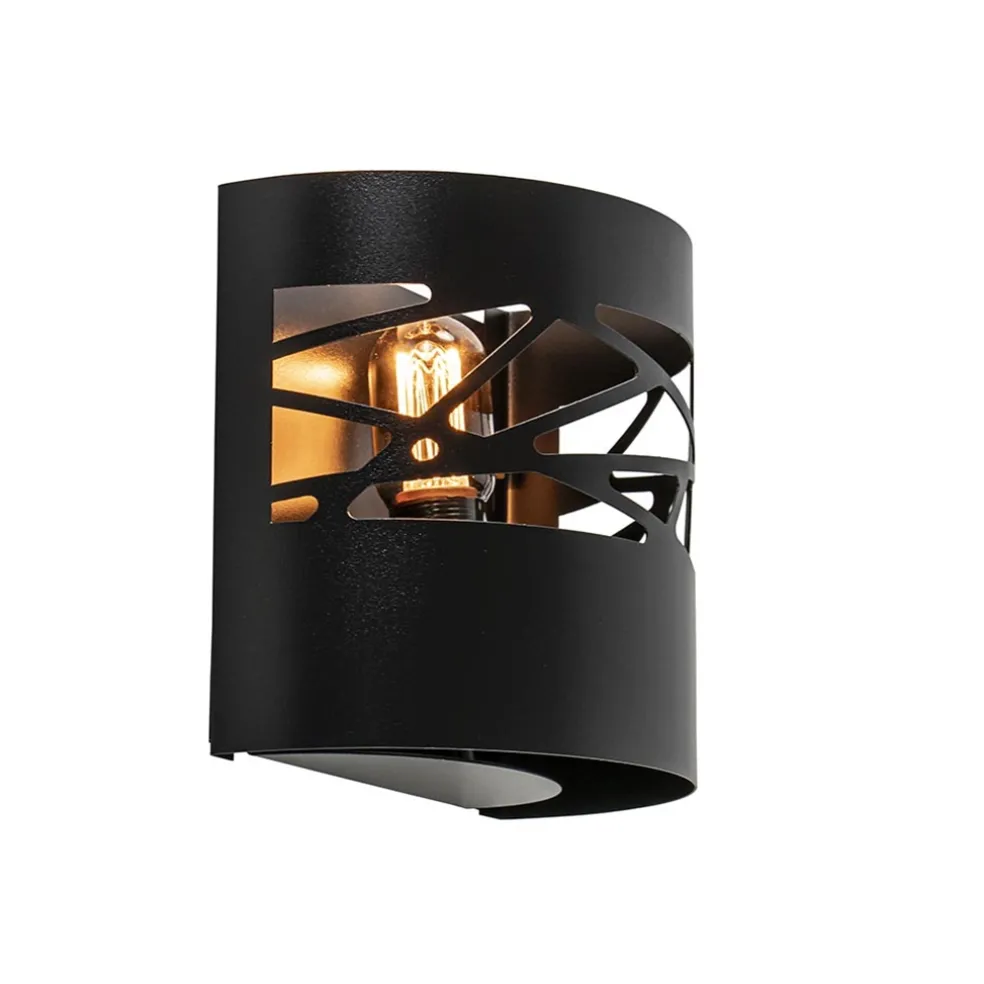 Wandlamp halve cilinder mat zwart