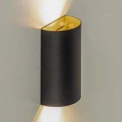 Wandlamp Hera afgerond zwart/matgoud 2xgu10