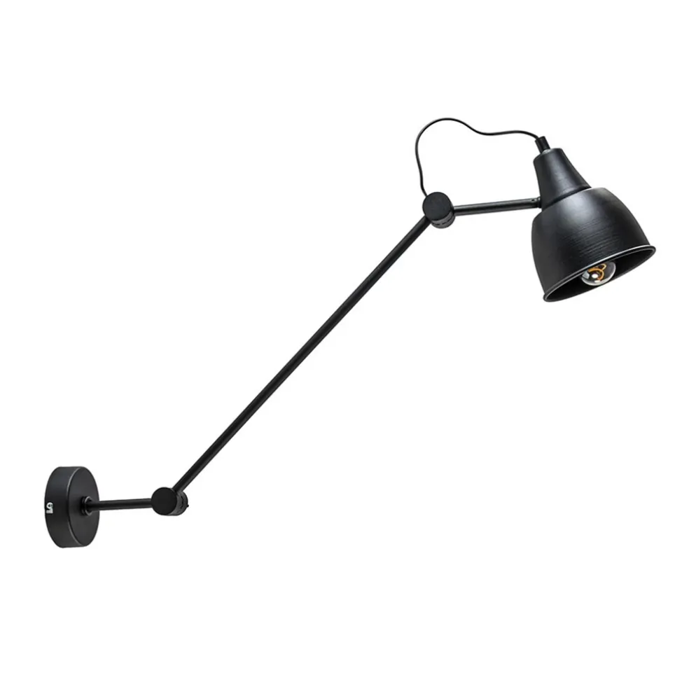 Wandlamp industrieel verstelbare arm zwart