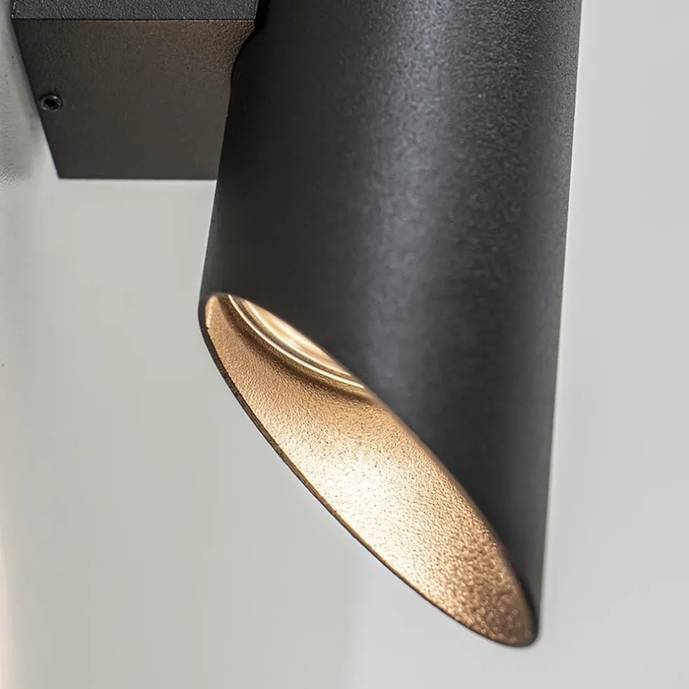 Wandlamp koker smal up+down zwart