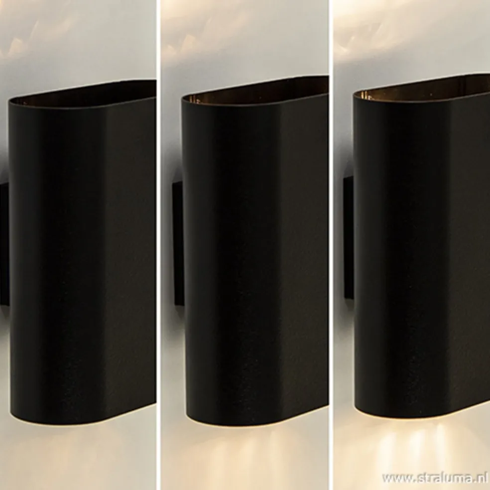 Wandlamp ovaal zwart 2xe14