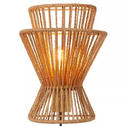 Wandlamp papier naturel met mat goud