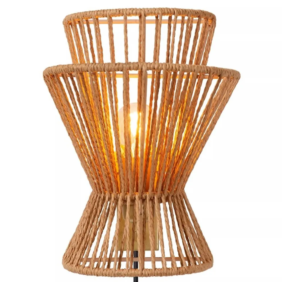 Wandlamp papier naturel met mat goud