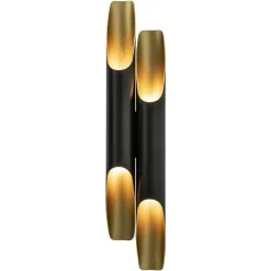 Wandlamp Pipes 48cm zwart/matgoud