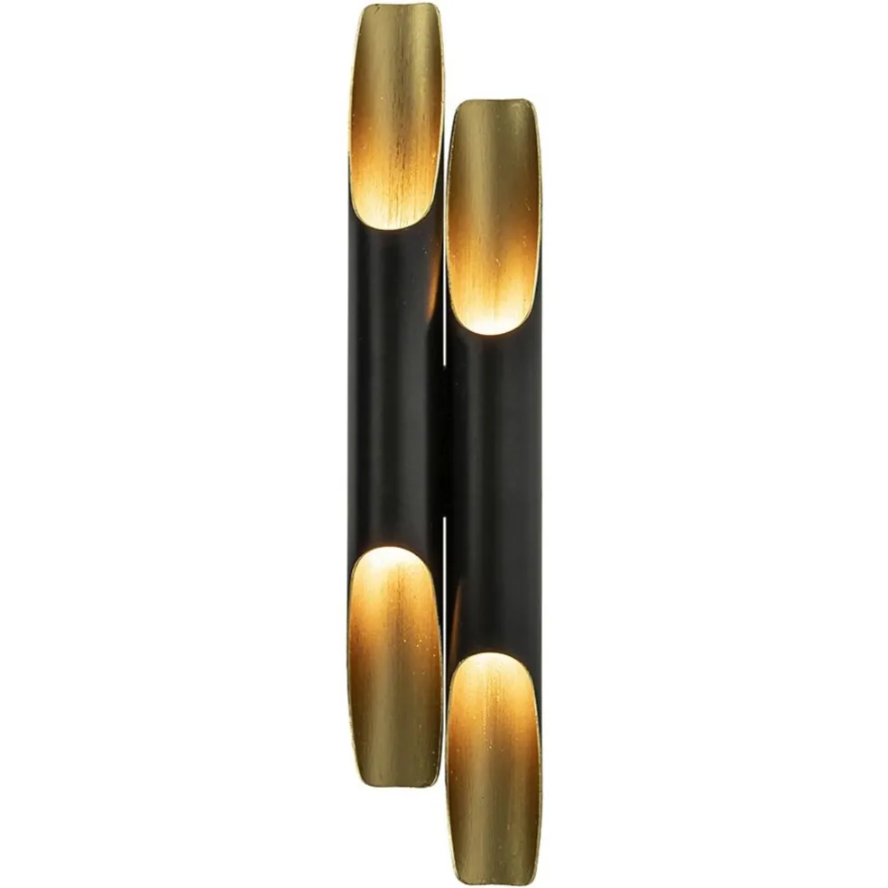 Wandlamp Pipes 48cm zwart/matgoud