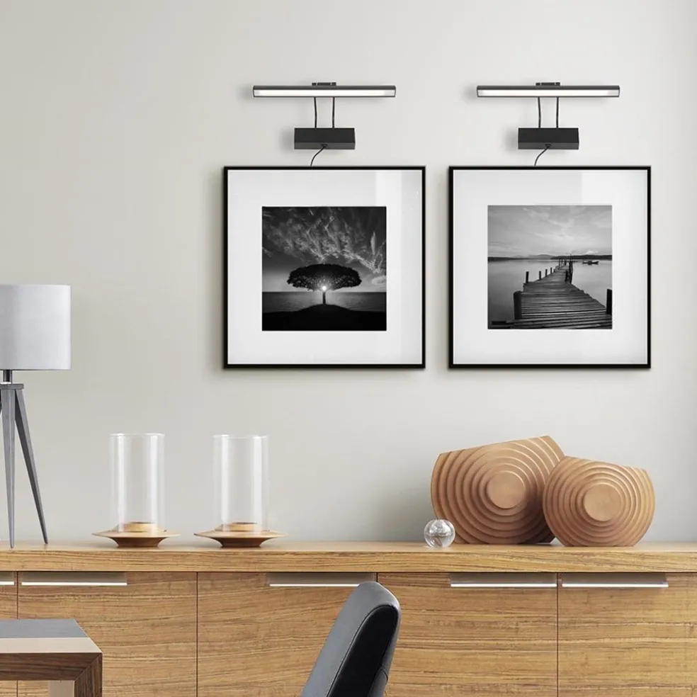 Wandlamp schilderij zwart inclusief dimbaar LED