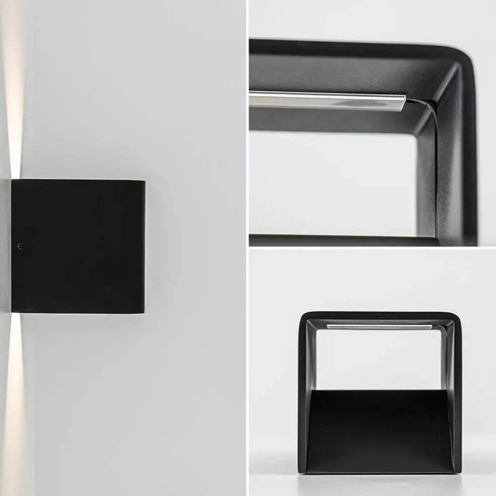 Wandlamp Stretto kubus zwart