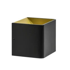 Wandlamp Stretto kubus zwart/goud