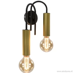 Wandlamp toog dubbel zwart/mat goud