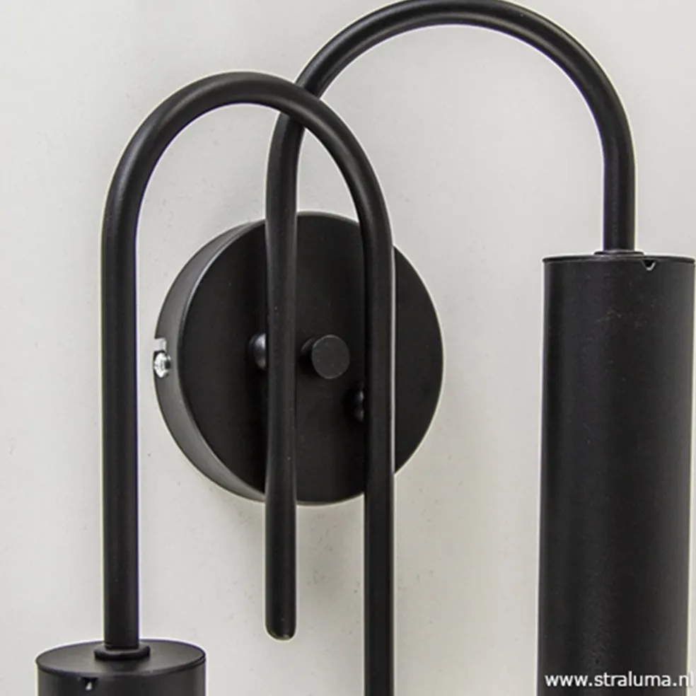 Wandlamp toog dubbel zwart