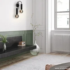 Wandlamp toog dubbel zwart