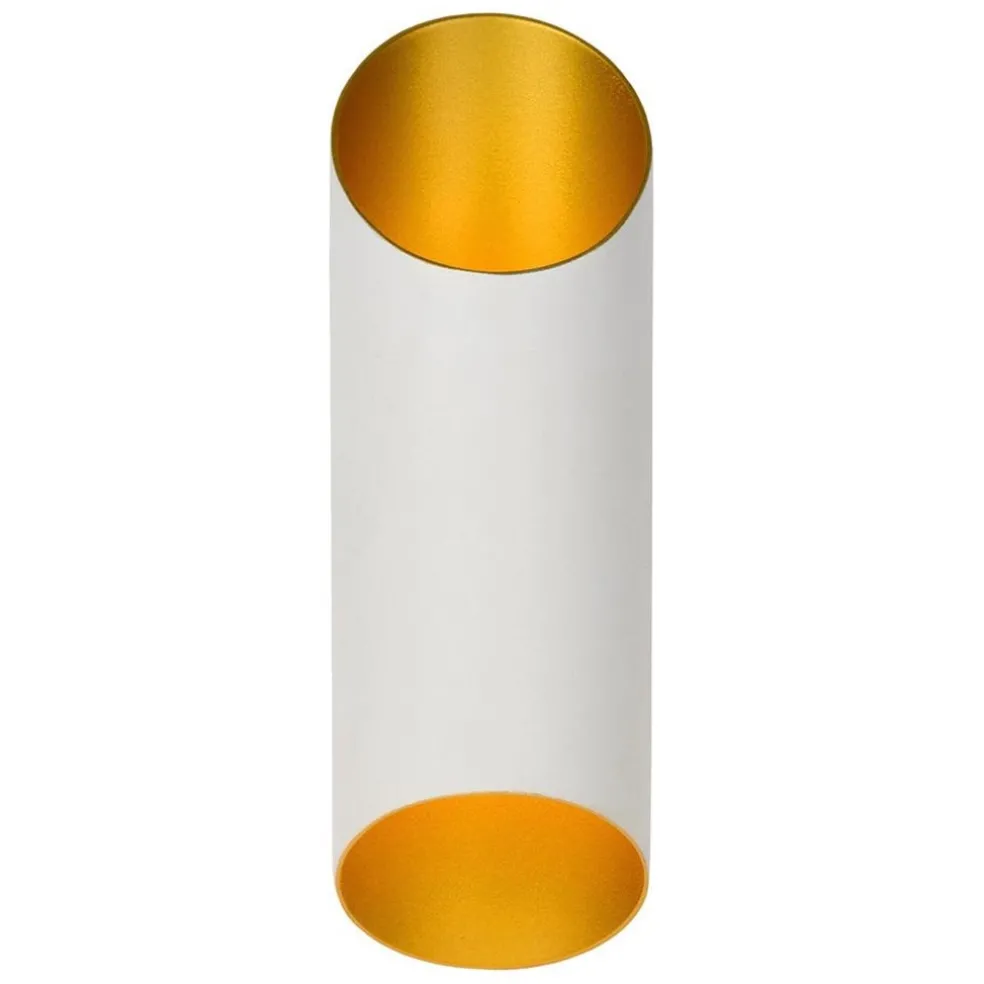 Wandlamp up+down cilinder wit/goud