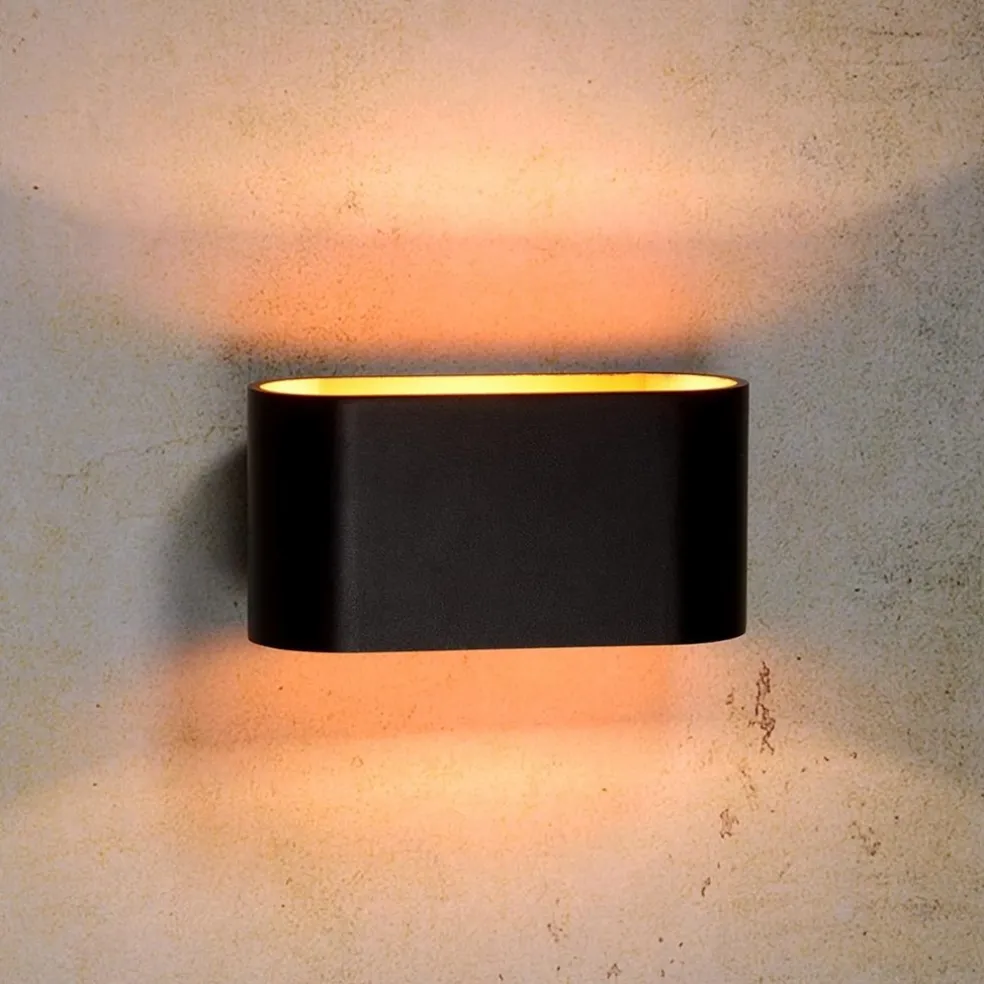 Wandlamp Xera ovaal zwart/goud