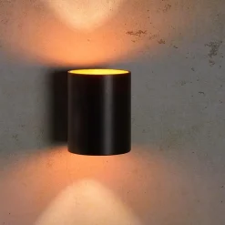 Wandlamp Xera zwart/goud binnenkant