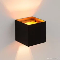 Wandlamp Xio kubus zwart/goud inclusief G9