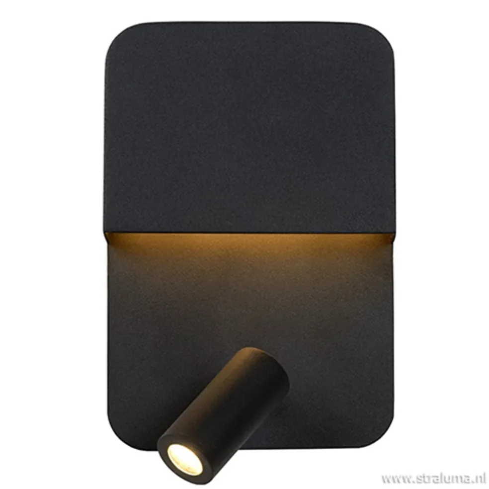 Wandlamp zwart + leesspot en usb