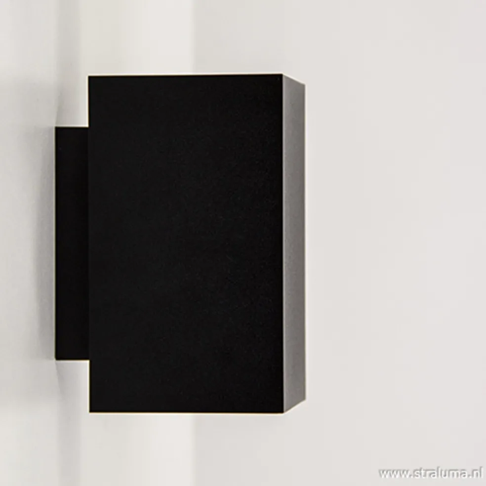 Wandlamp zwart rechthoek up+down gu10