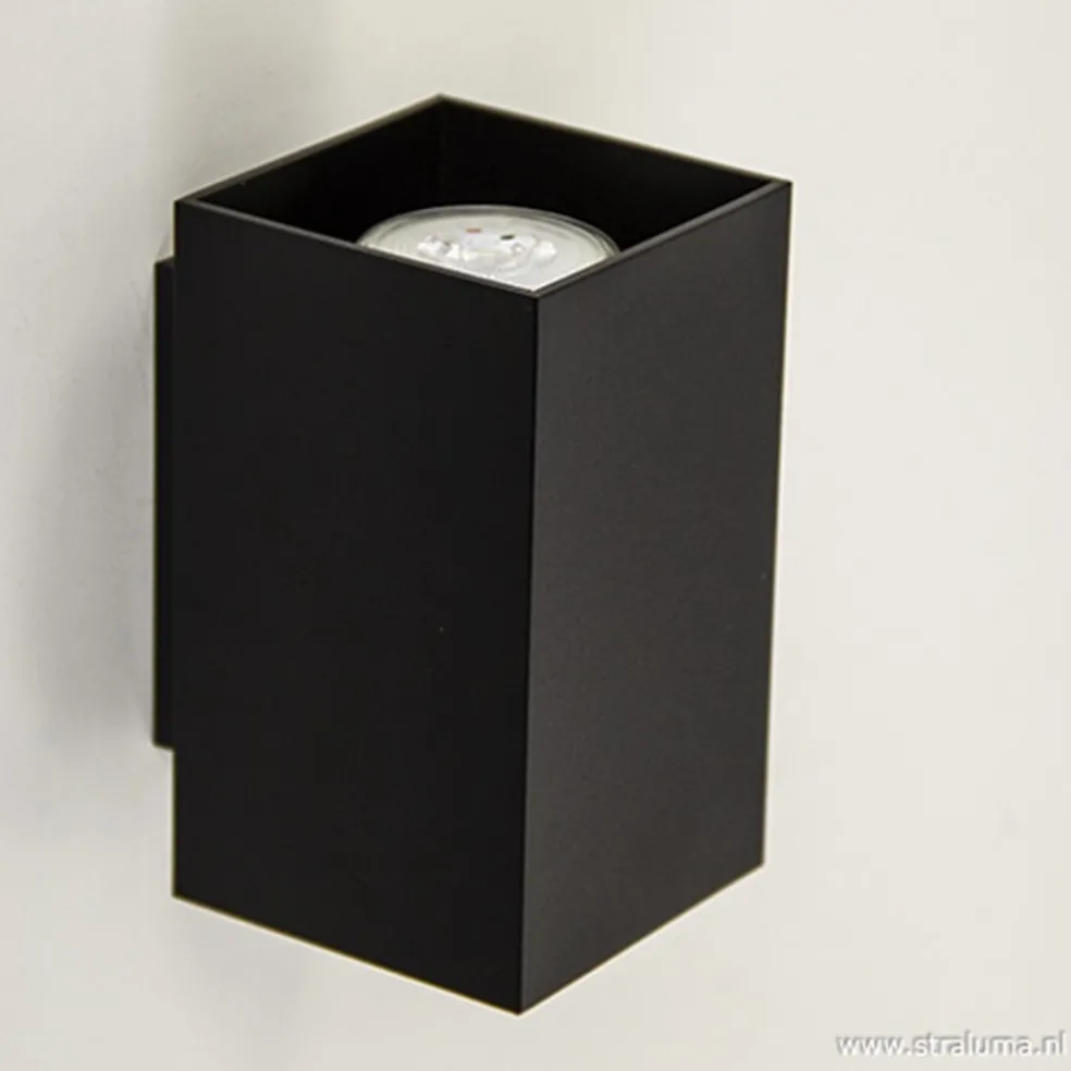Wandlamp zwart rechthoek up+down gu10