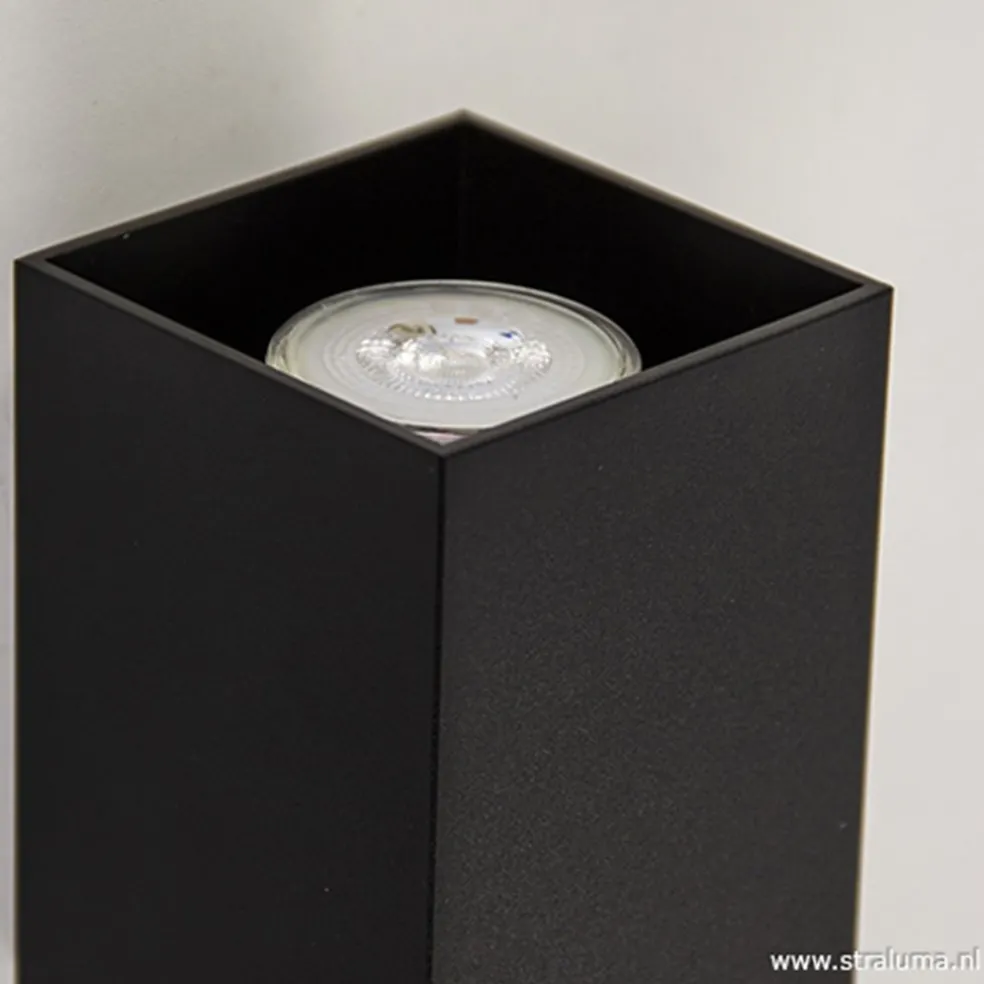 Wandlamp zwart rechthoek up+down gu10