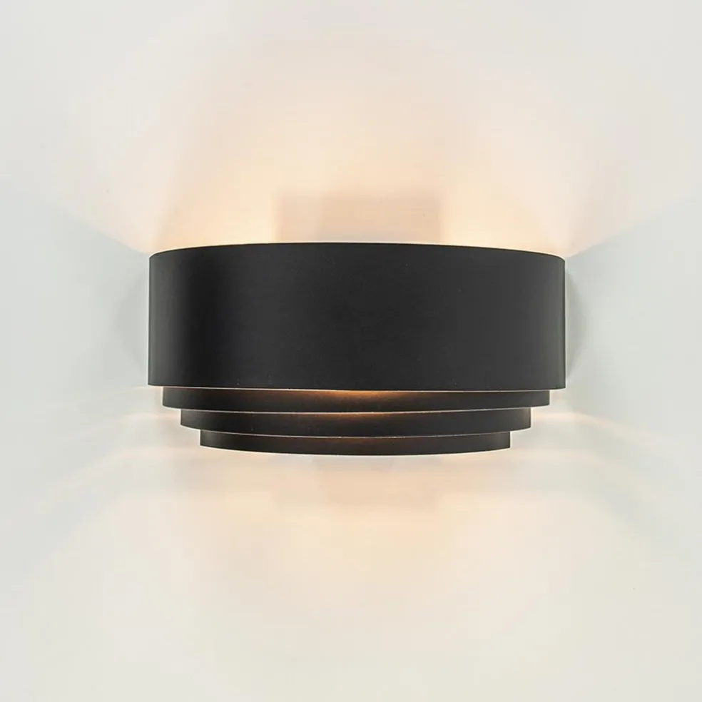 Wandlamp zwart/goud up+down langwerpig
