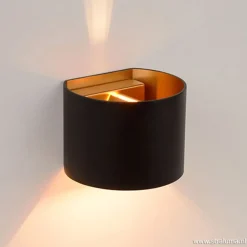 Wandlamp zwart/goud Xio up+down rond