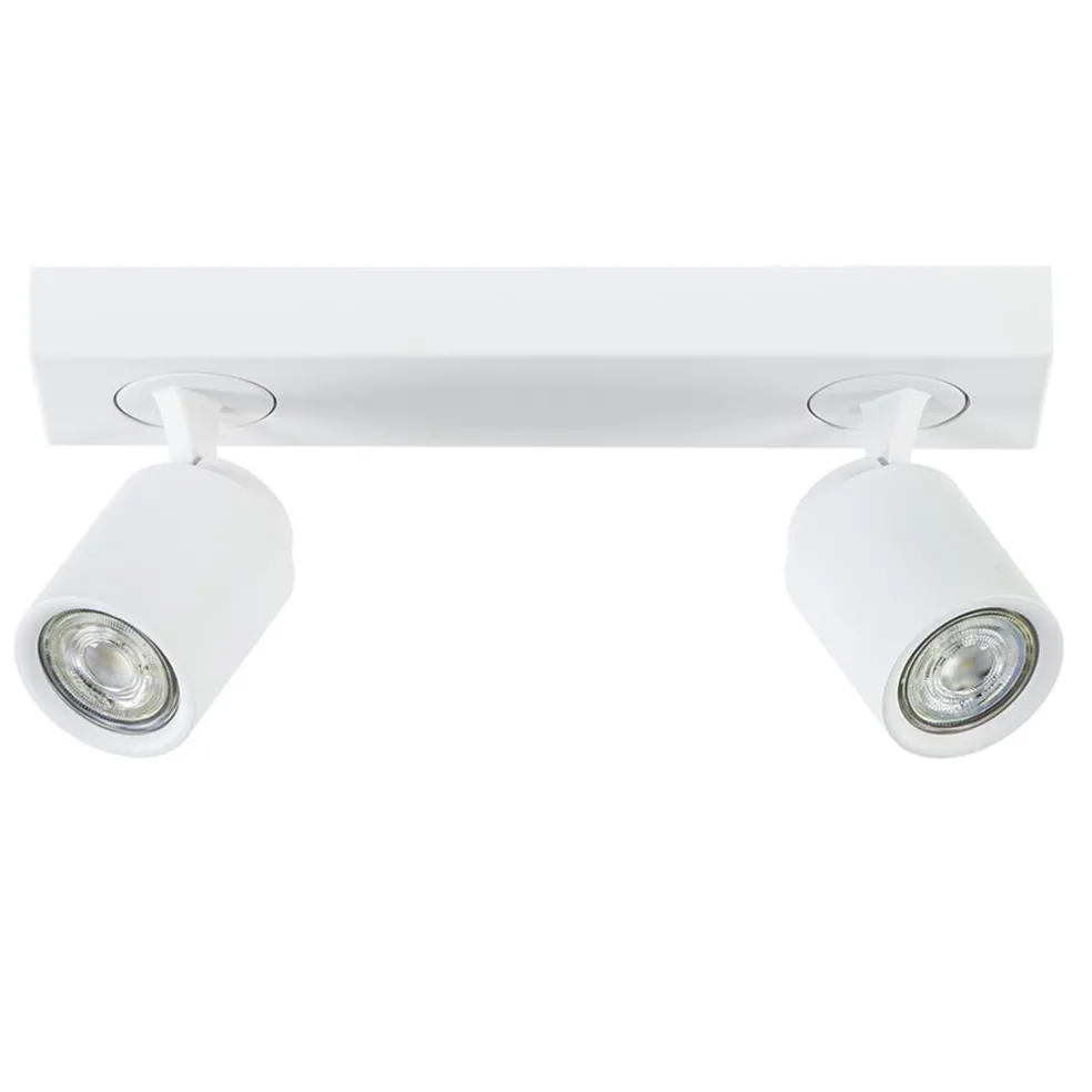 Witte 2-lichts opbouwspot GU10 verstelbaar