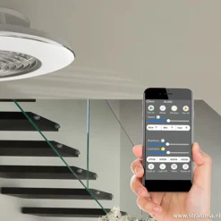 Zilveren ventilator met LED en bluetooth