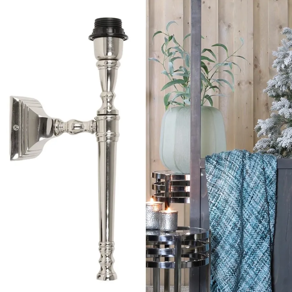 Zilveren wandlamp Delhi fakkel