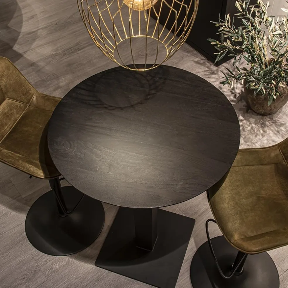 Zwart houten bartafel Ø80x105 cm