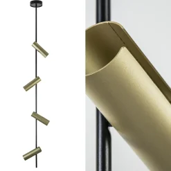 Zwart met gouden plafondspot 4-lichts groot