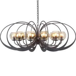 Zwart metalen hanglamp met smoke glas