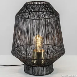 Zwart metalen tafellamp Vitora met brons